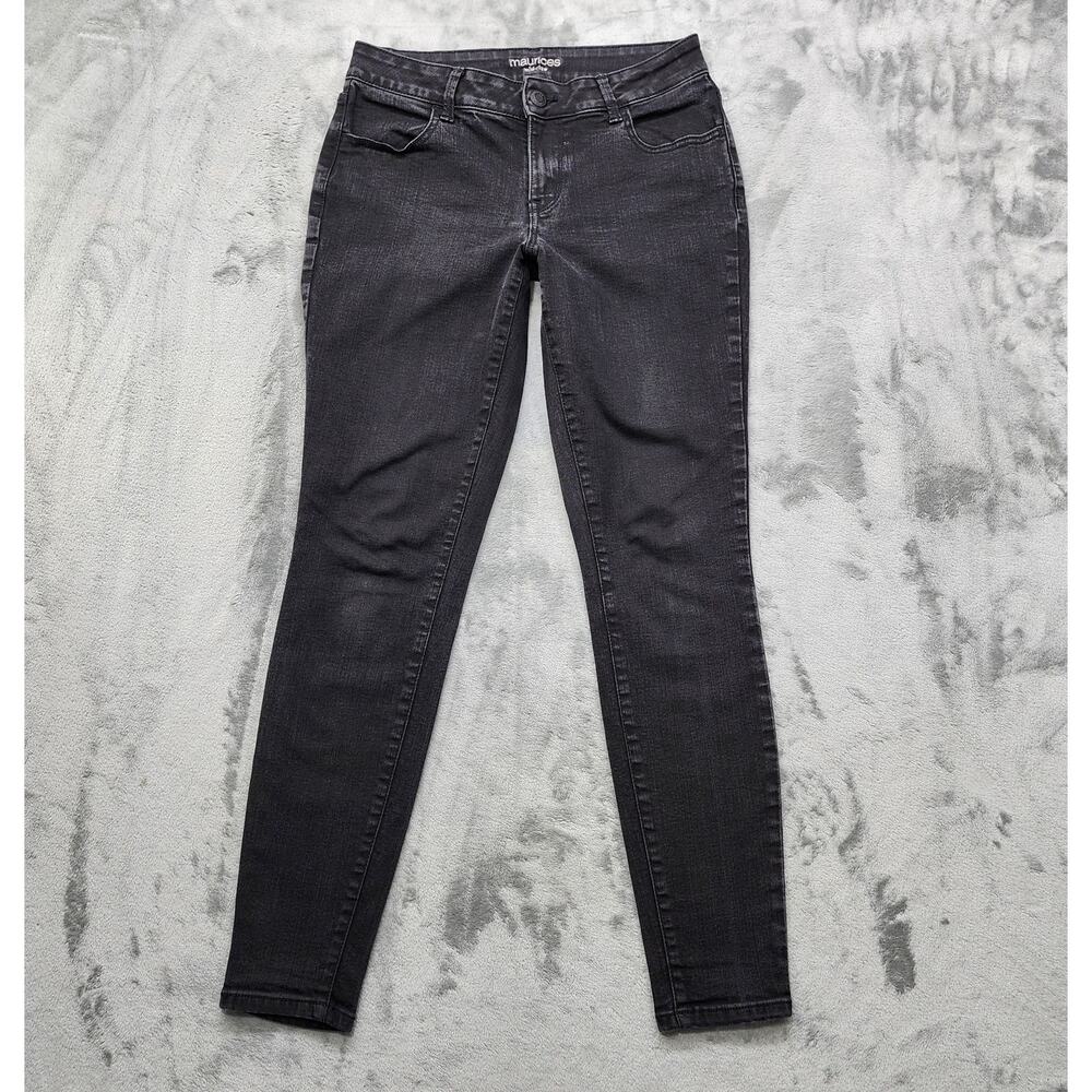 Maurices Jeans Womens M LONG Black Mid Rise Skinny Leg Jegging Ankle Stretch